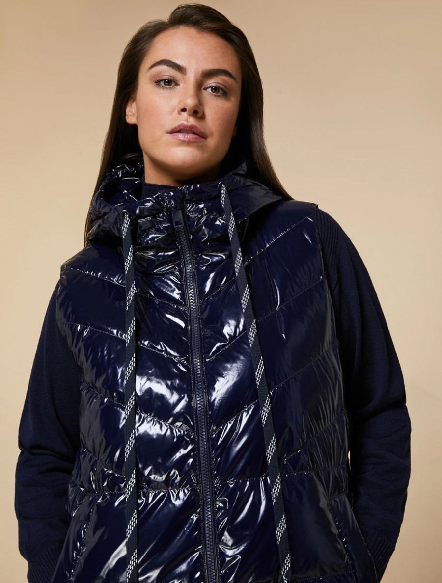 Vetements Marina Rinaldi | Gilet Matelasse Deperlant Marine Fonce