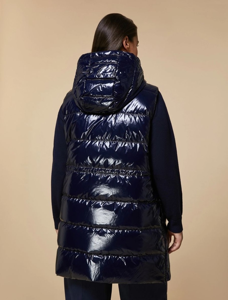 Vetements Marina Rinaldi | Gilet Matelasse Deperlant Marine Fonce