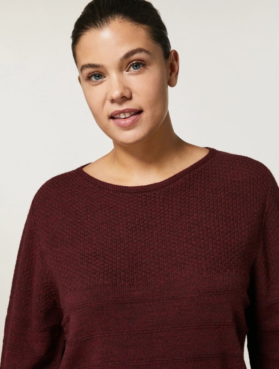 Vetements Marina Rinaldi | Pull En Laine, Viscose Et Alpaga Bordeaux