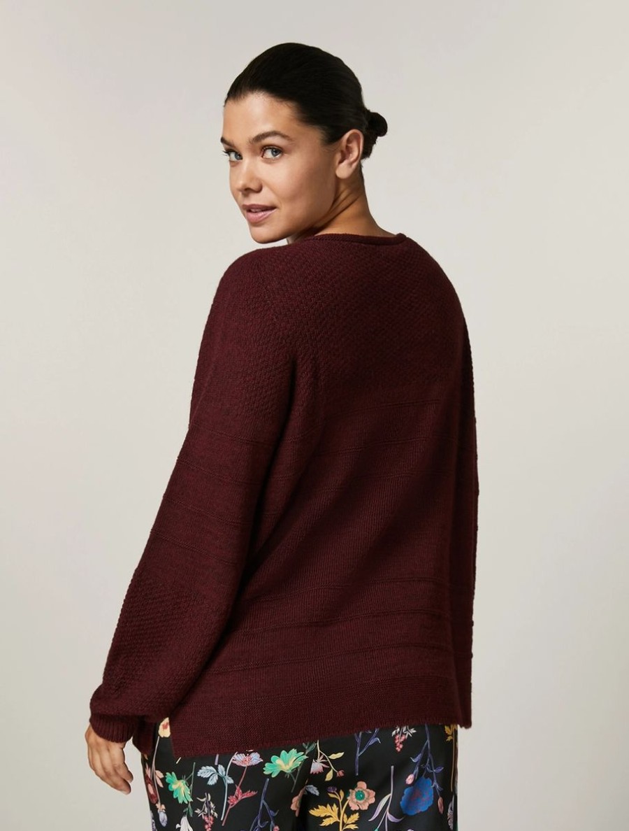 Vetements Marina Rinaldi | Pull En Laine, Viscose Et Alpaga Bordeaux