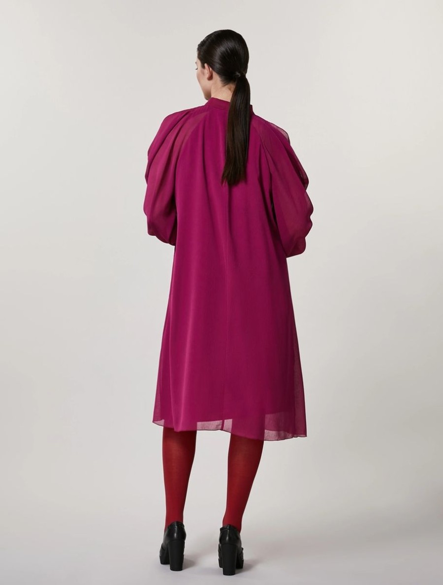 Vetements Marina Rinaldi | Robe Plissee En Georgette Violet