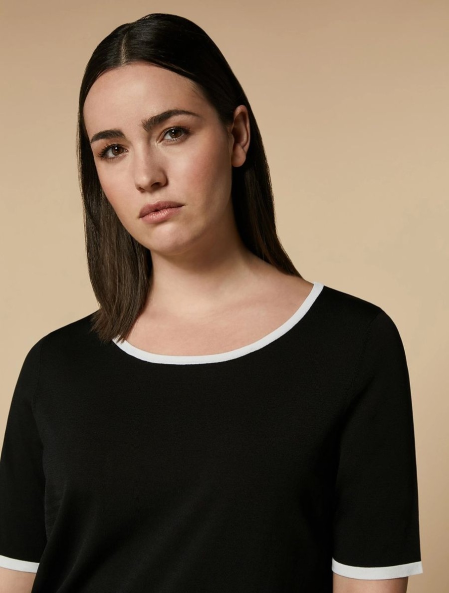 Vetements Marina Rinaldi | Pull Confortable En Viscose Noir