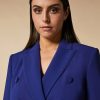 Vetements De Ceremonie Marina Rinaldi | Veste Blazer A Double Boutonnage En Triacetate Bleuet