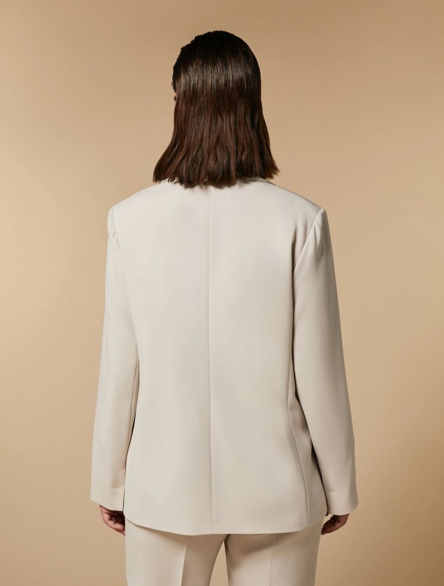 Vetements Marina Rinaldi | Veste Blazer En Triacetate Beige