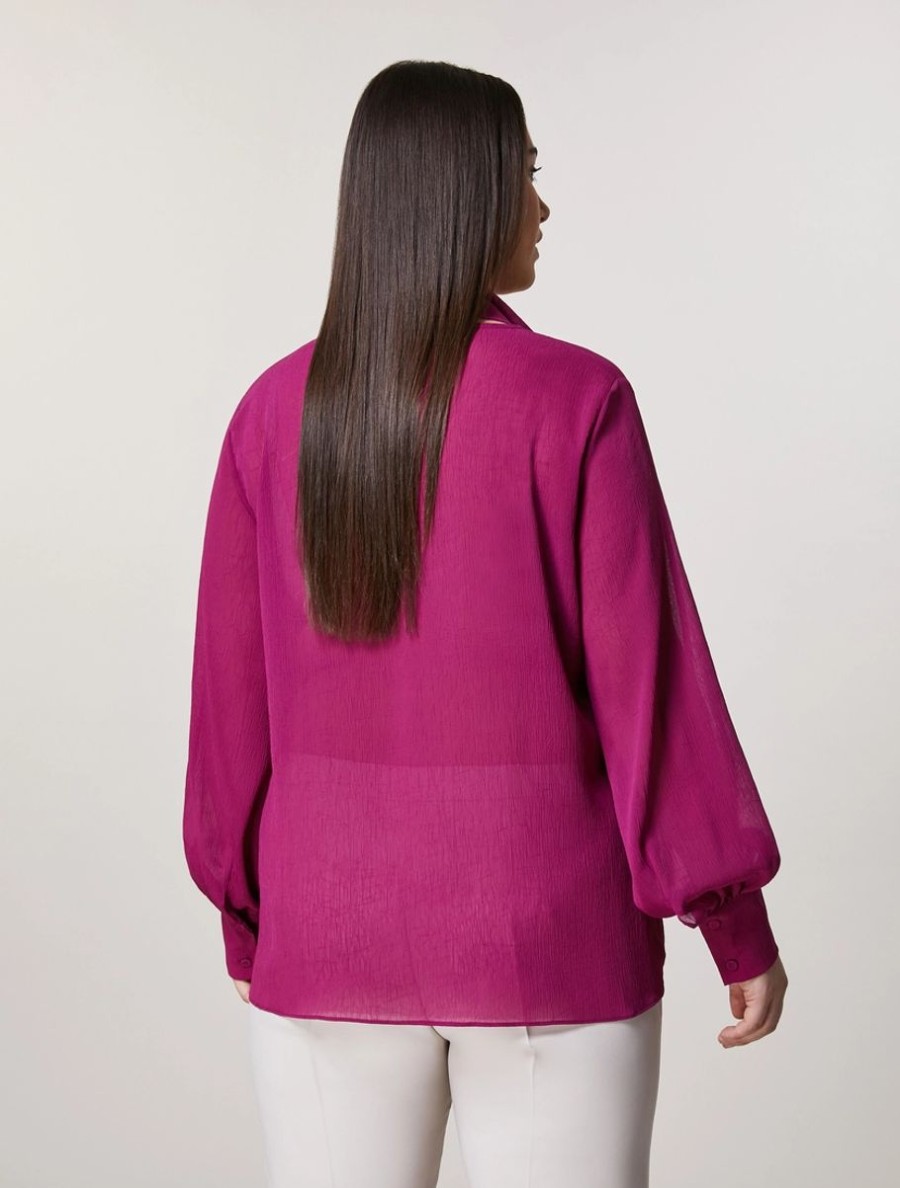 Vetements Marina Rinaldi | Chemise En Georgette Plissee Violet