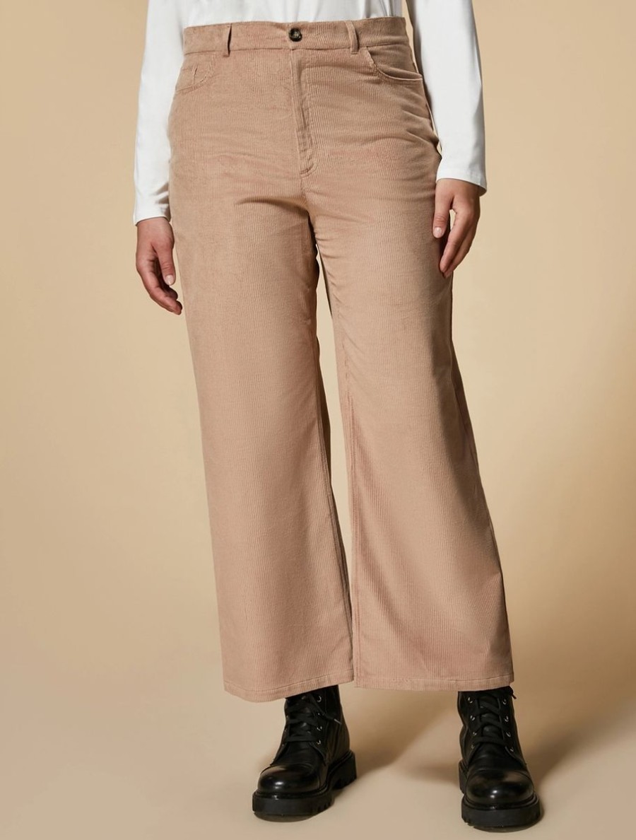 Vetements Marina Rinaldi | Pantalon Large En Velours Brun