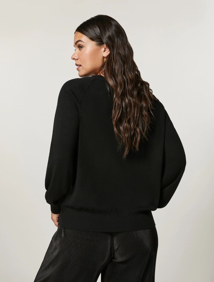 Vetements Marina Rinaldi | Pull En Viscose Extensible Noir