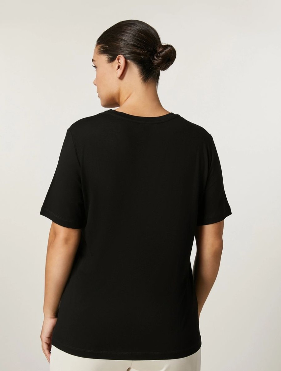 Vetements Marina Rinaldi | T-Shirt En Jersey De Viscose Noir