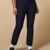 Vetements Marina Rinaldi | Pantalon Evase En Viscose Melangee Marine Fonce