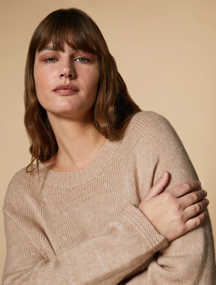 Vetements Marina Rinaldi | Pull Sans Couture En Alpaga Et Laine Beige