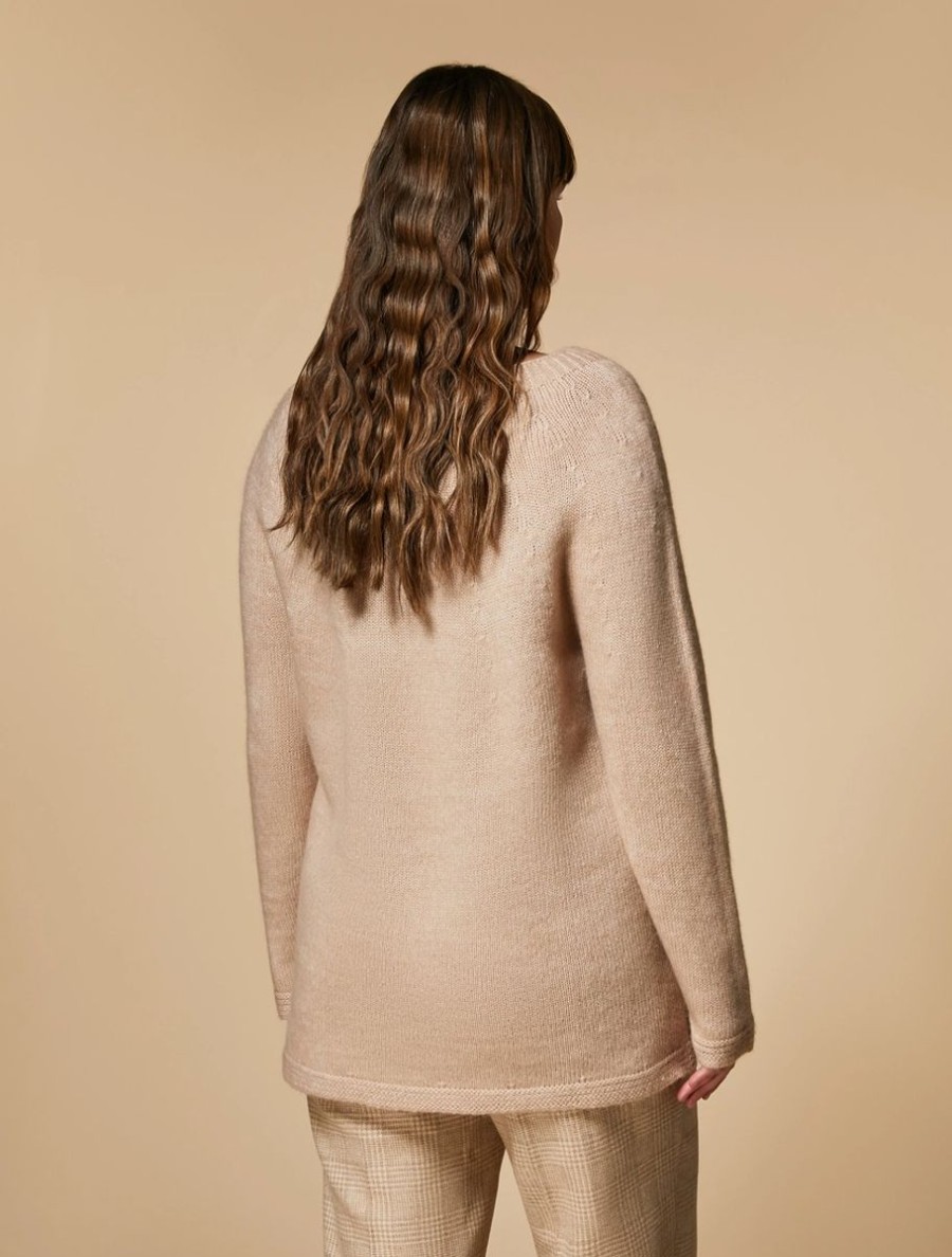 Vetements Marina Rinaldi | Pull Sans Couture En Alpaga Et Laine Beige