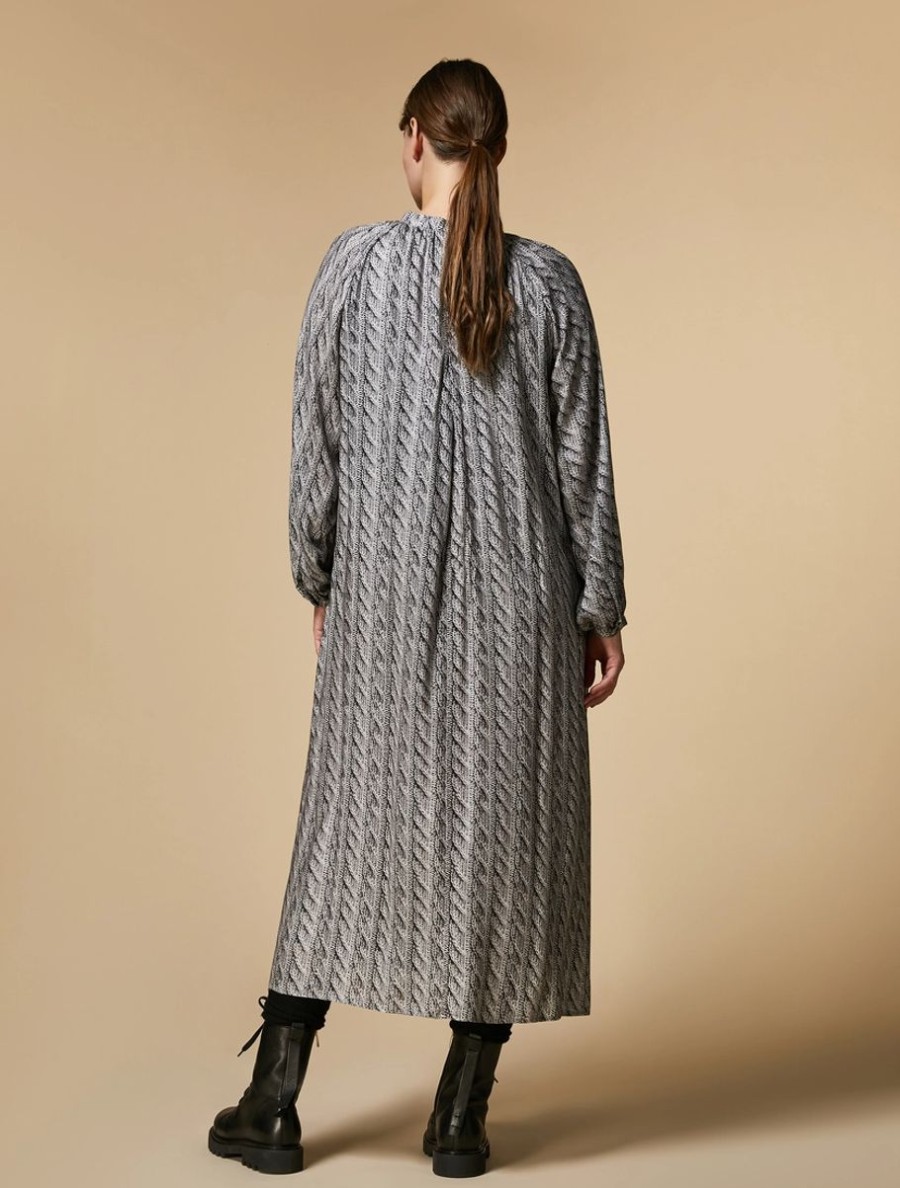 Vetements Marina Rinaldi | Robe Chemise En Viscose Imprimee Gris Moyen