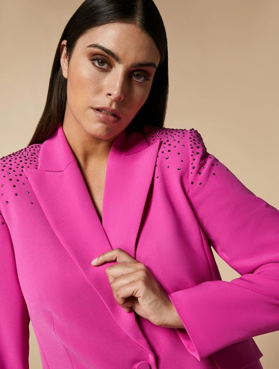 Vetements De Ceremonie Marina Rinaldi | Veste Blazer En Cady Stretch Fuchsia