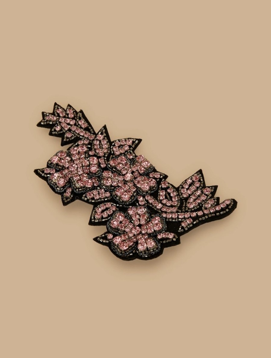 Accessoires Marina Rinaldi | Broche Fleur Ornee De Strass Rose