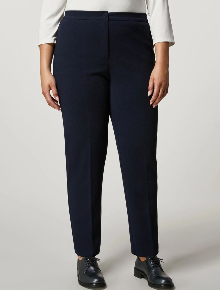 Vetements Marina Rinaldi | Pantalon En Jersey Crepe Marine Fonce