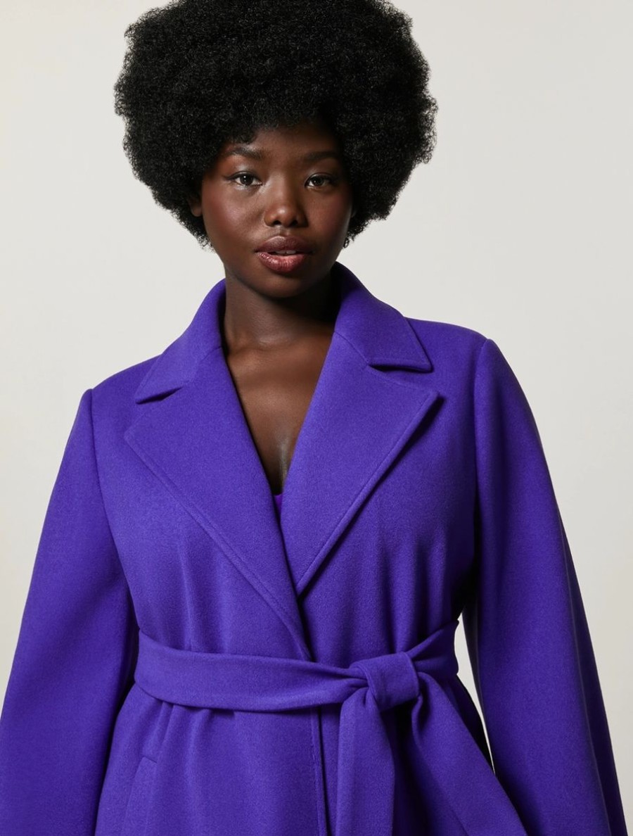 Vetements Marina Rinaldi | Manteau Compact En Jersey Violet