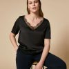 Vetements Marina Rinaldi | Blouse Avec Details En Dentelle Noir