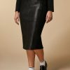 Vetements Marina Rinaldi | Jupe En Jersey Et Tissu Enduit Noir