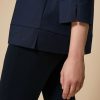 Vetements Marina Rinaldi | Chemise En Popeline Stretch Marine Fonce