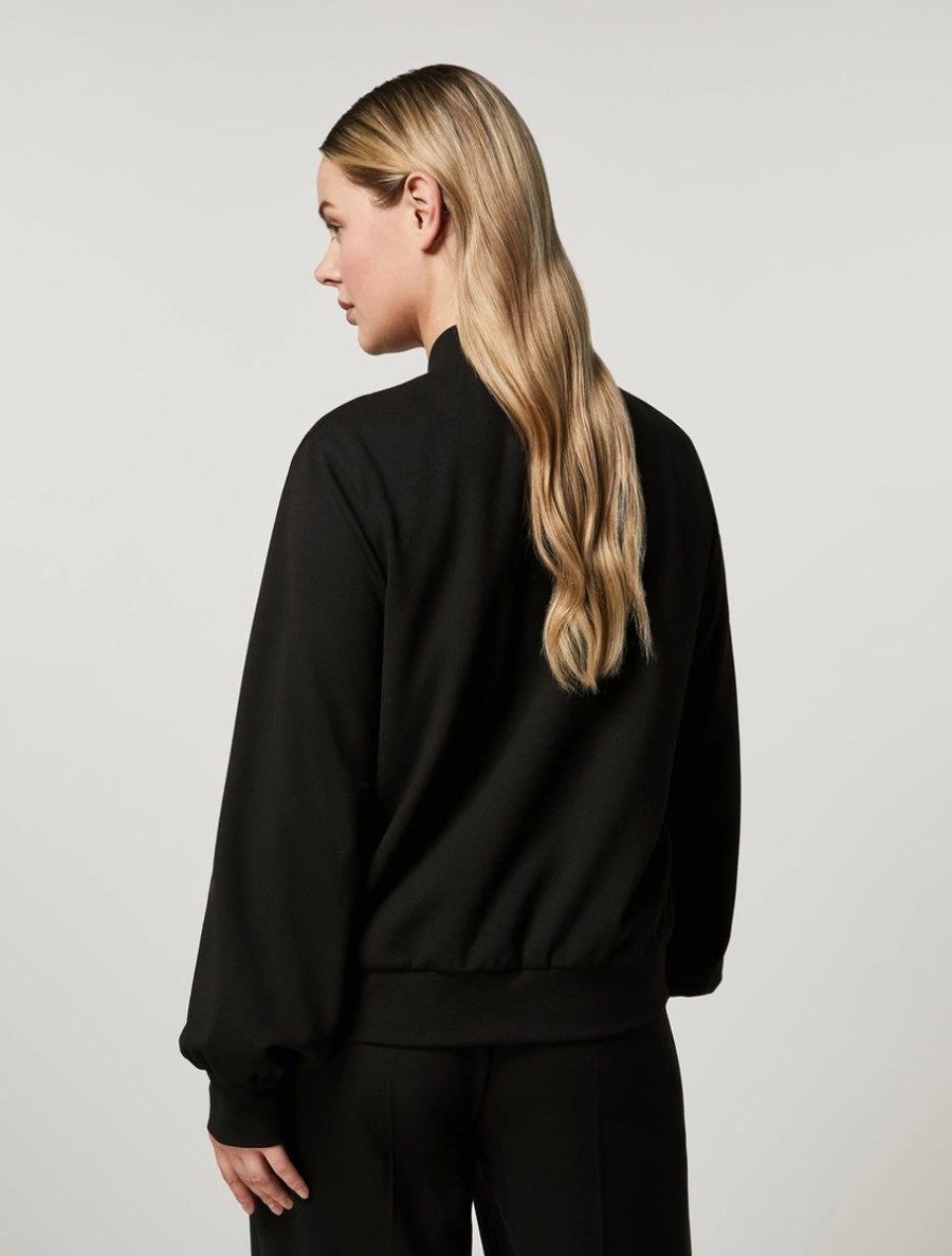 Vetements Marina Rinaldi | Blouson Aviateur En Jersey Noir