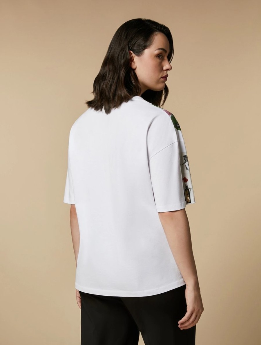 Vetements Marina Rinaldi | T-Shirt En Jersey A Imprime Blanc Optique