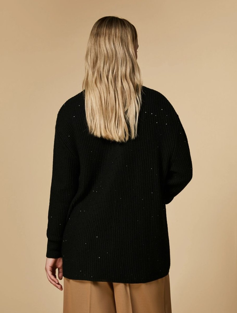 Vetements Marina Rinaldi | Cardigan En Laine Melangee Noir