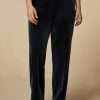 Vetements Marina Rinaldi | Pantalon En Jersey De Velours Bleu Nuit