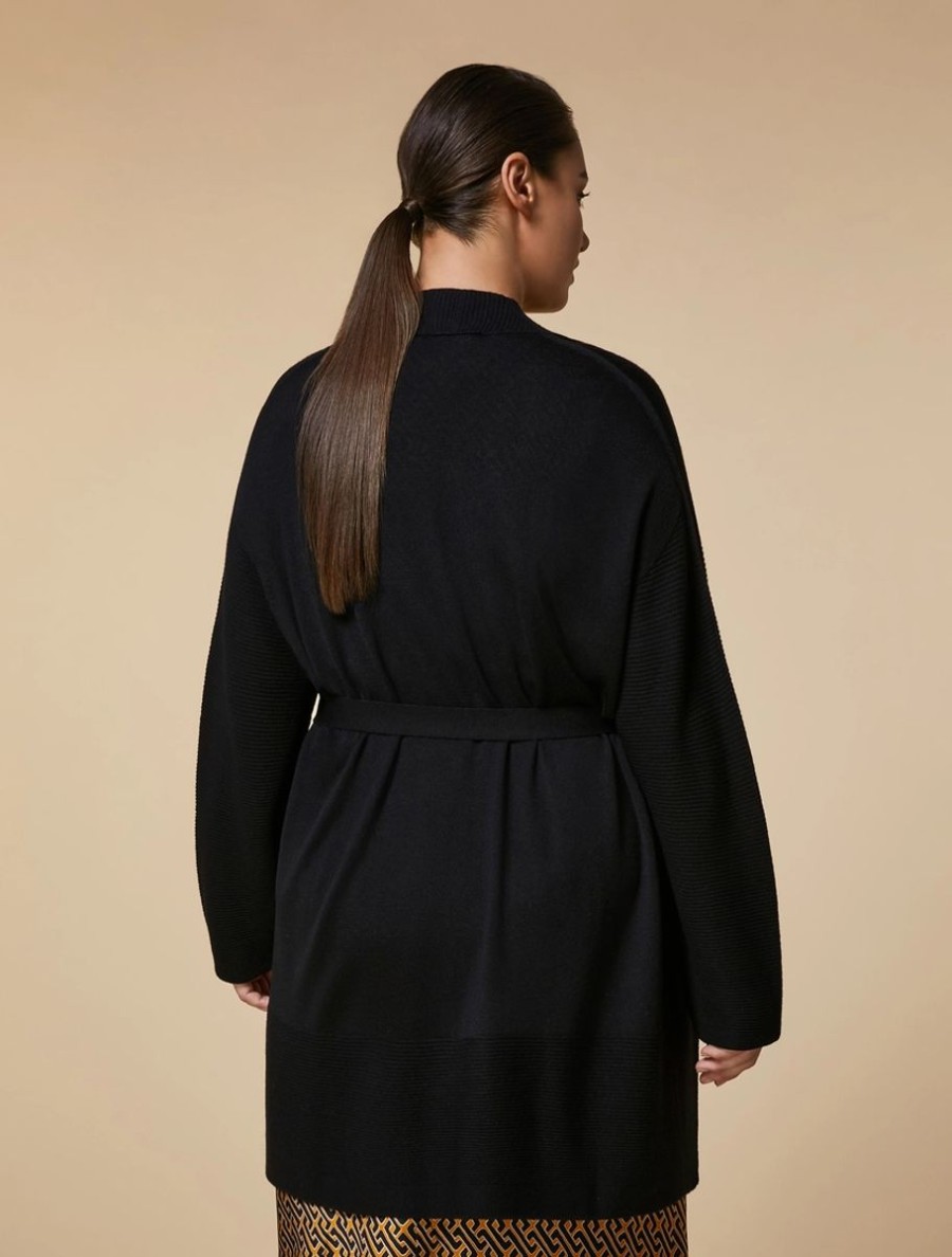 Vetements Marina Rinaldi | Cardigan En Laine Melangee Noir