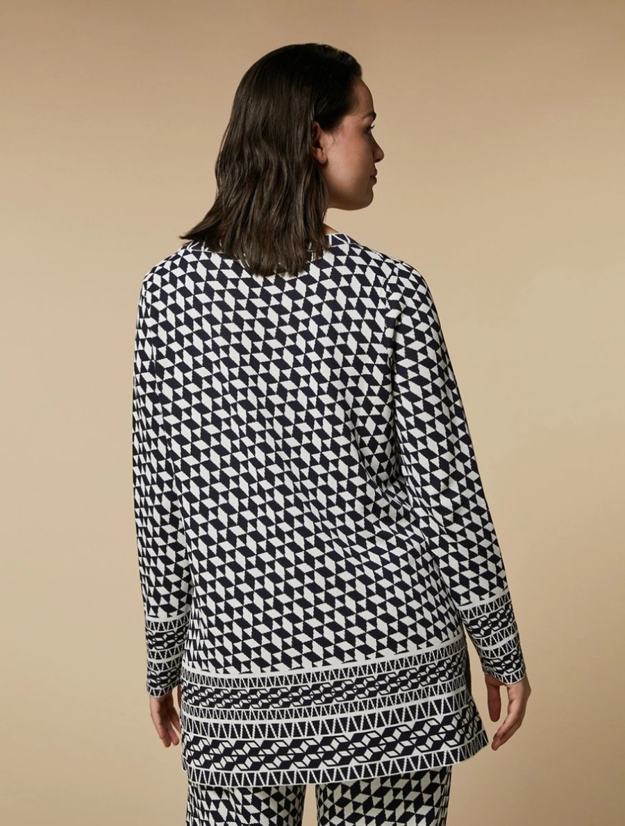 Vetements Marina Rinaldi | Pull En Viscose Jacquard Outremer