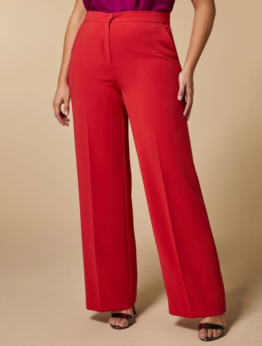 Vetements Marina Rinaldi | Pantalon Droit En Triacetate Rouge