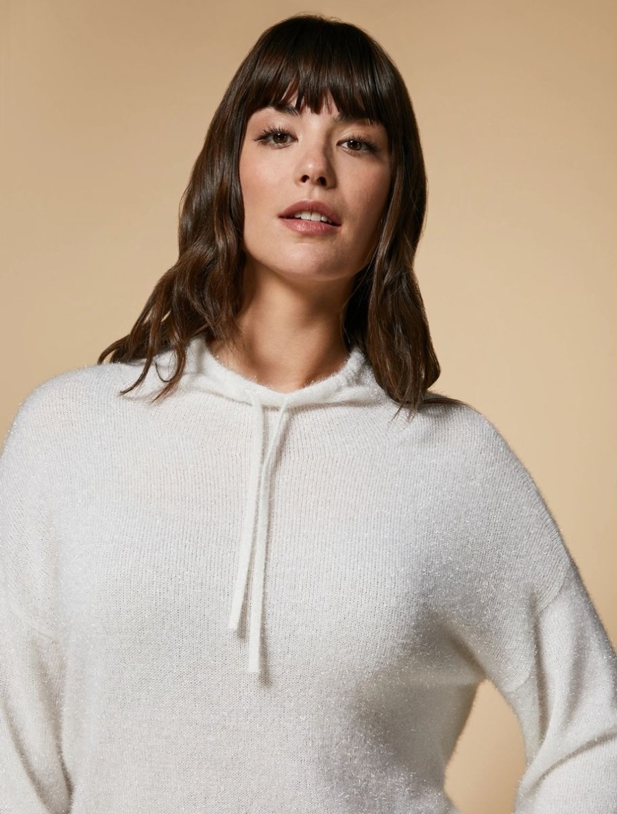 Vetements Marina Rinaldi | Pull En Fil Lurex Blanc