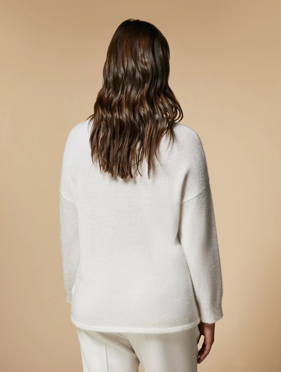 Vetements Marina Rinaldi | Pull En Fil Lurex Blanc