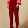 Vetements Marina Rinaldi | Pantalon En Crepe Stretch Rouge