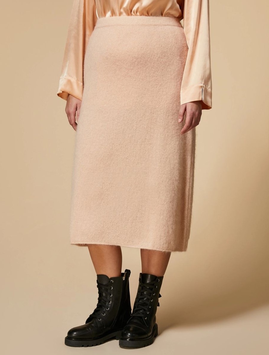 Vetements Marina Rinaldi | Jupe En Mohair Et Laine Rose