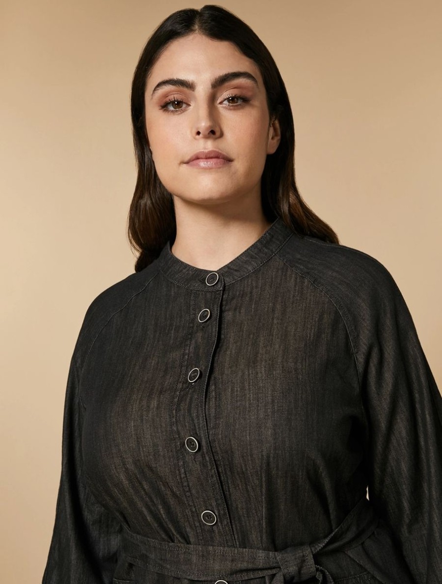 Vetements Marina Rinaldi | Robe Chemise En Jean Noir