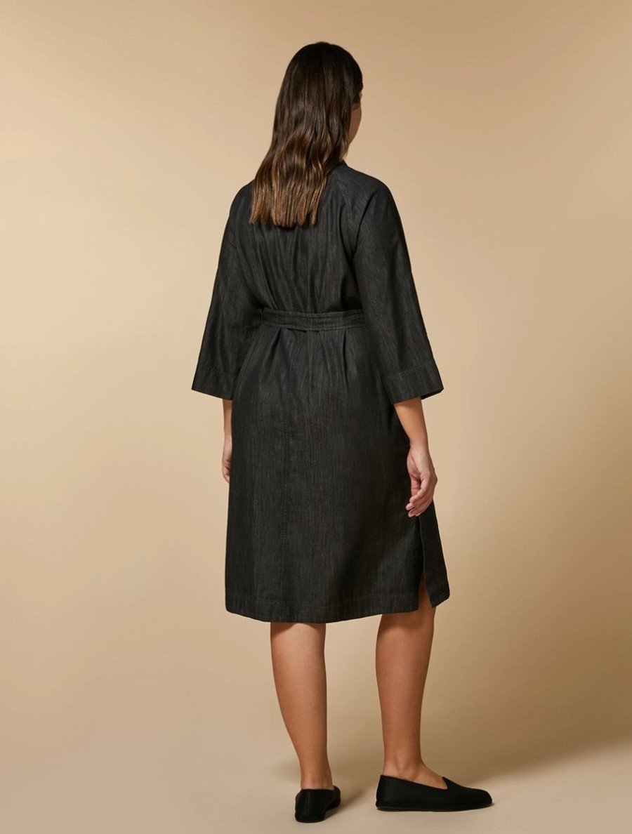 Vetements Marina Rinaldi | Robe Chemise En Jean Noir