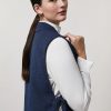 Vetements Marina Rinaldi | Gilet En Toile Marine Fonce