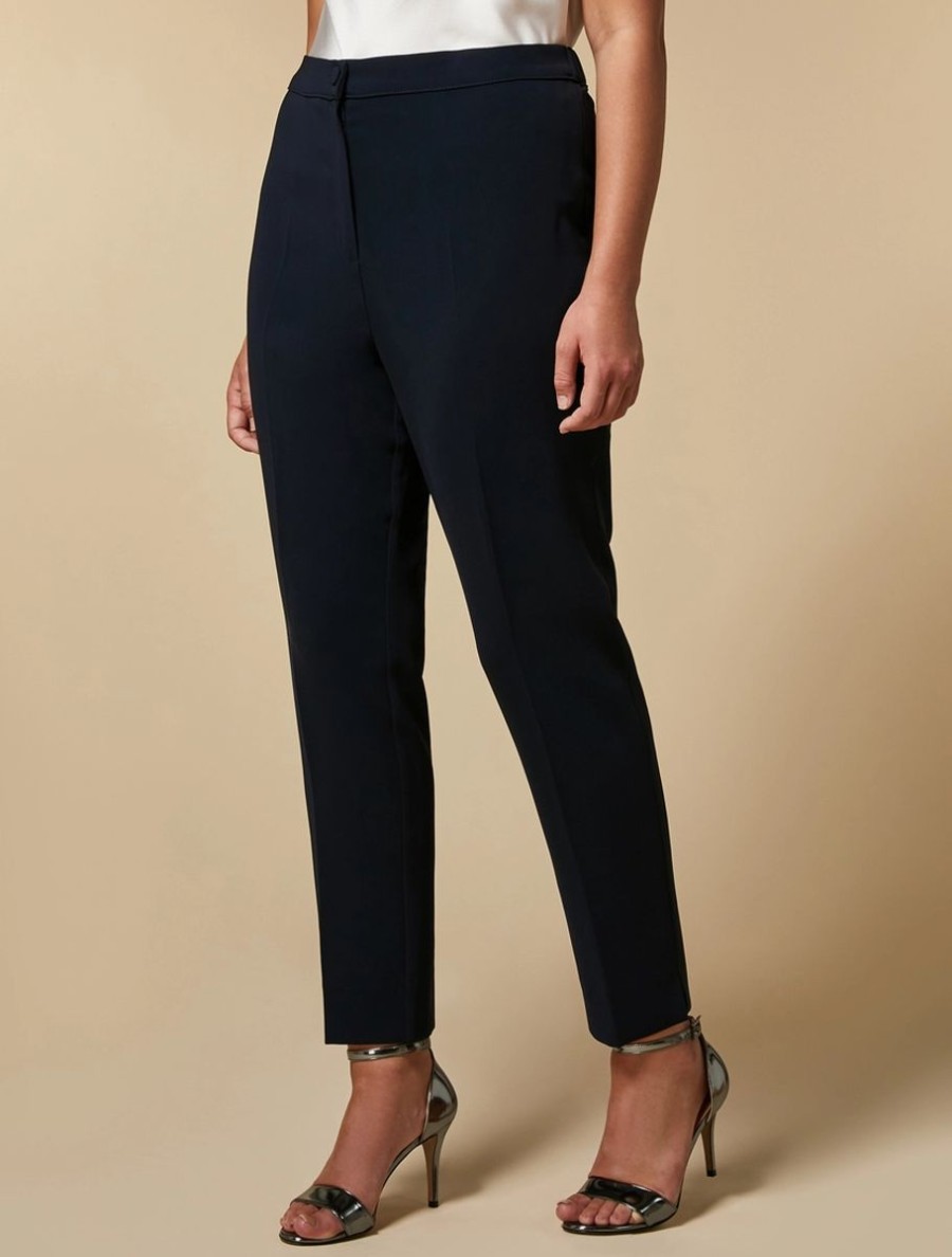 Vetements Marina Rinaldi | Pantalon Slim En Triacetate Bleu Nuit