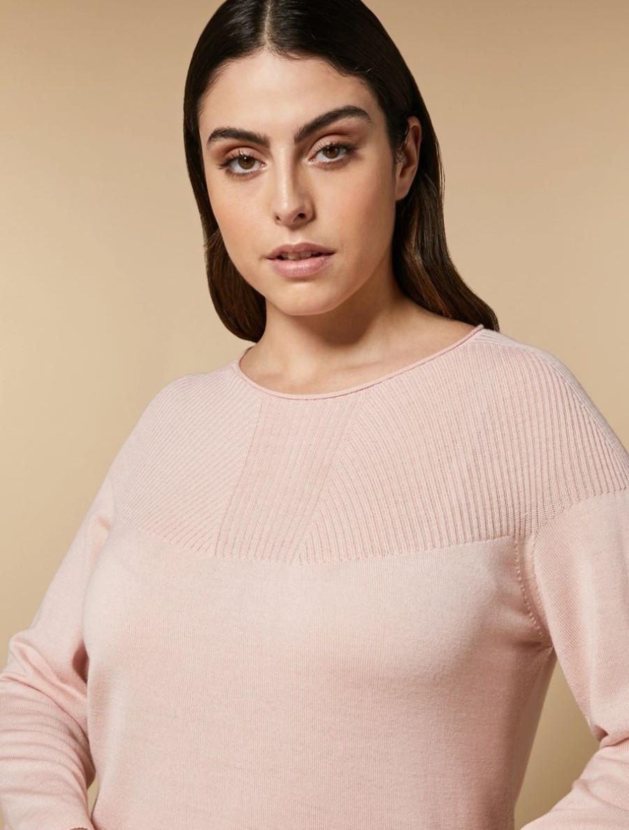 Vetements Marina Rinaldi | Pull En Pure Laine Rose