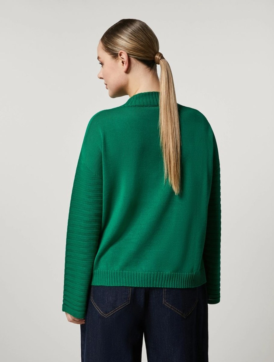 Vetements Marina Rinaldi | Pull En Laine Melangee Vert