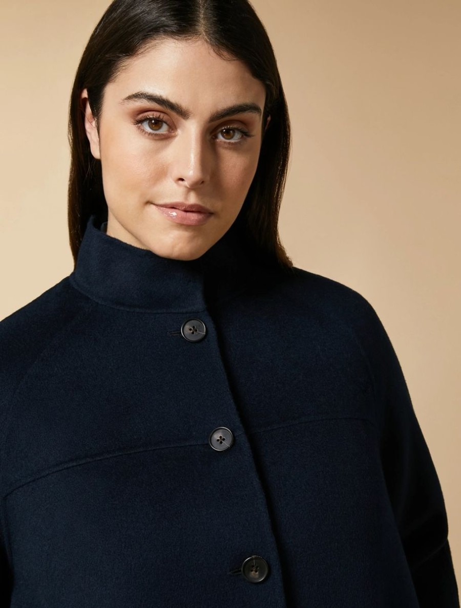 Vetements Marina Rinaldi | Manteau Double Face En Laine Et Cachemire Marine Fonce