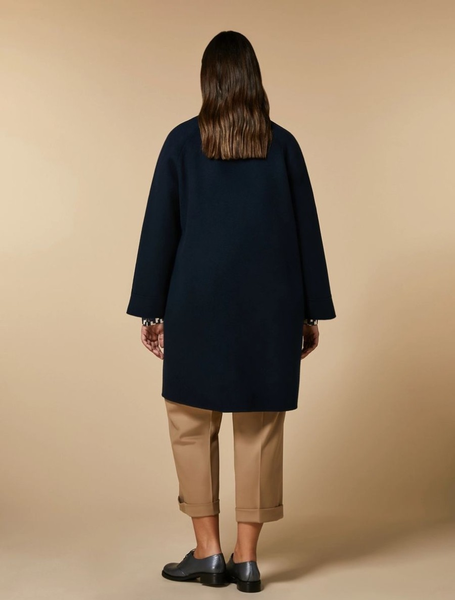 Vetements Marina Rinaldi | Manteau Double Face En Laine Et Cachemire Marine Fonce