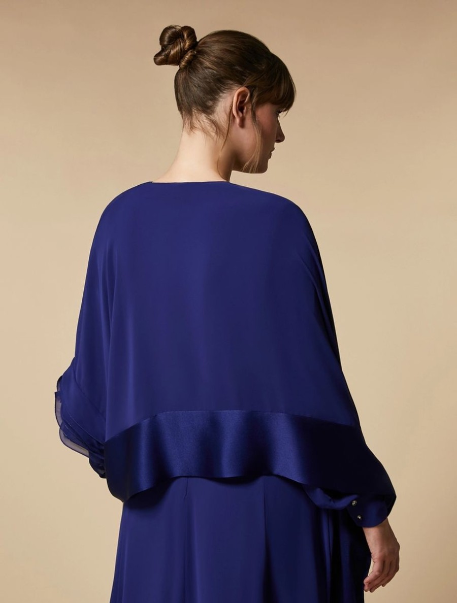 Vetements De Ceremonie Marina Rinaldi | Etole En Crepe Georgette Bleuet