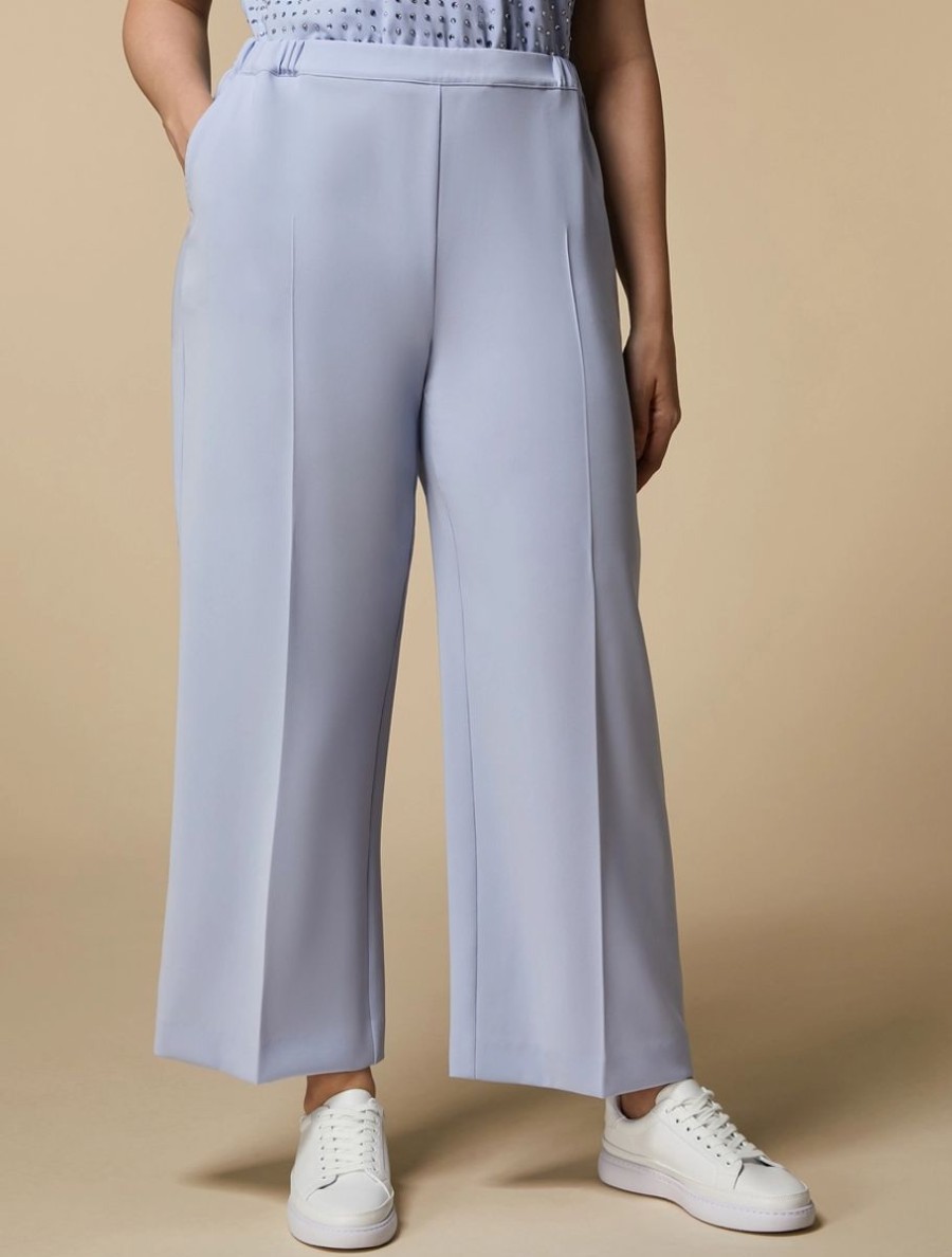 Vetements Marina Rinaldi | Pantalon Large En Cady De Triacetate Bleu Ciel