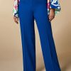 Vetements Marina Rinaldi | Pantalon En Crepe Envers Satin Bleu De Chine