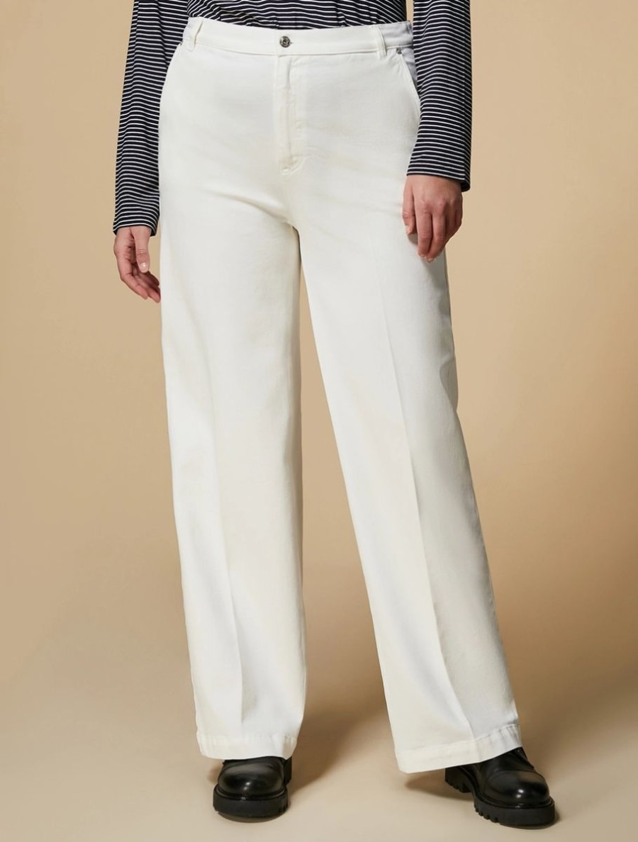 Vetements Marina Rinaldi | Jean Large En Bull Denim Blanc