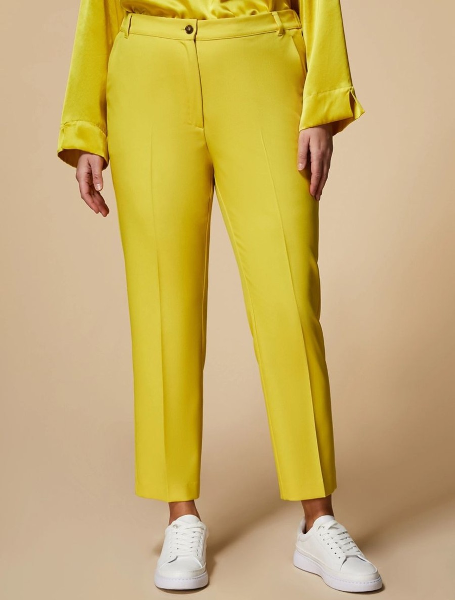 Vetements Marina Rinaldi | Pantalon Fluide En Gabardine Jaune