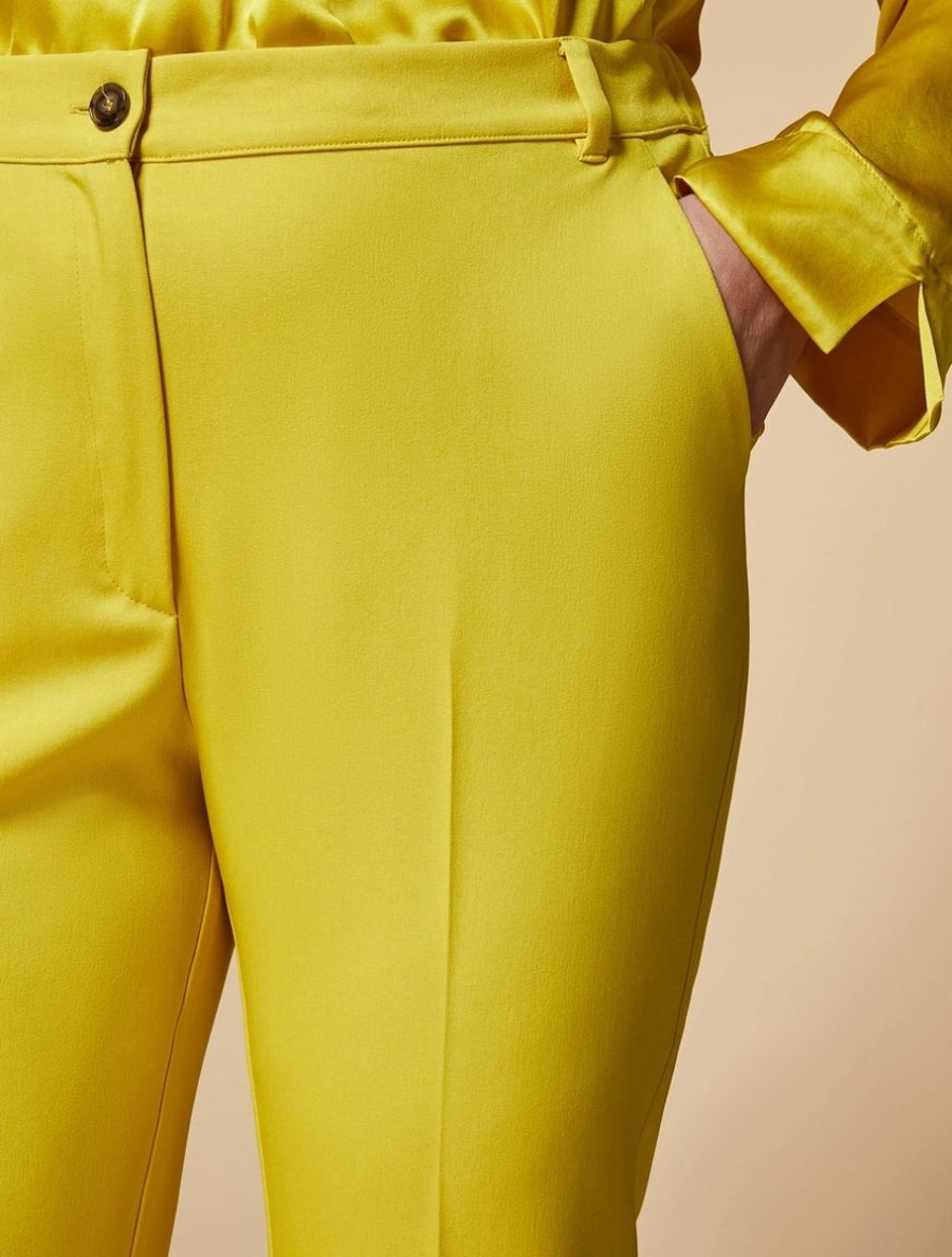 Vetements Marina Rinaldi | Pantalon Fluide En Gabardine Jaune