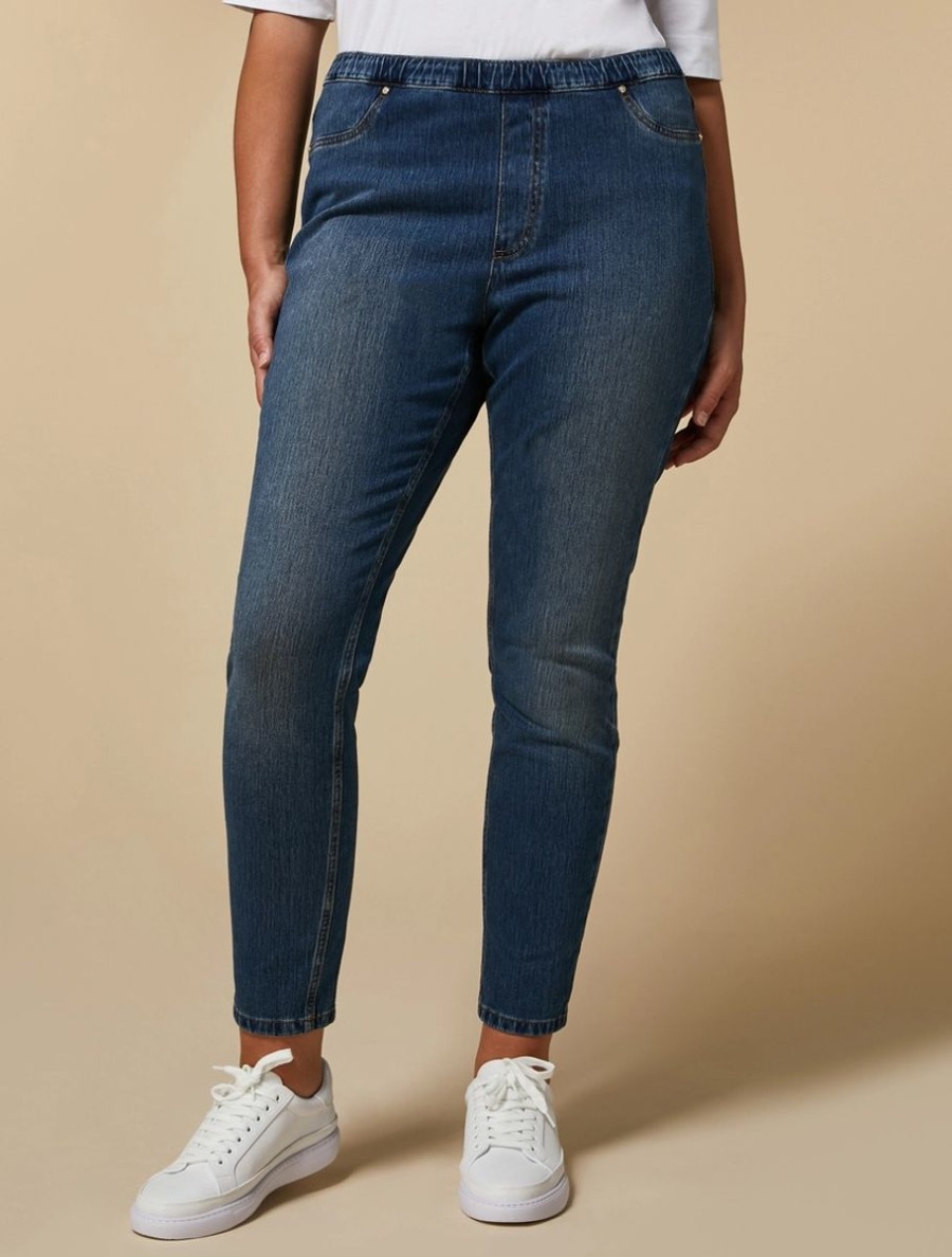 Vetements Marina Rinaldi | Legging En Jersey Denim Bleu Ski