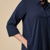 Vetements Marina Rinaldi | Chemise En Popeline Stretch Marine Fonce